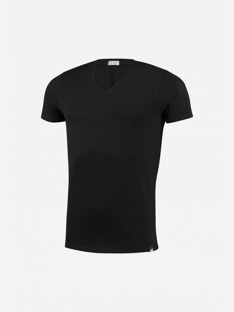 Black v-neck slim fit t-shirt | Uomm