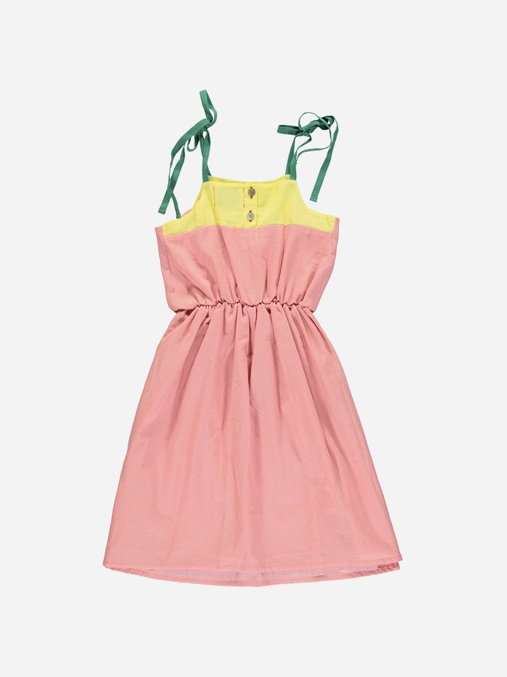 Tricolor Long Dress Vintage Pink
