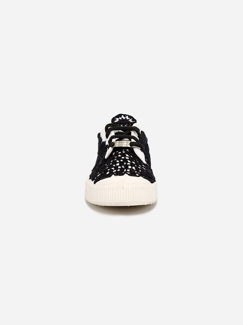 Fátima Branco Black Crochet Sneakers | Ubber White