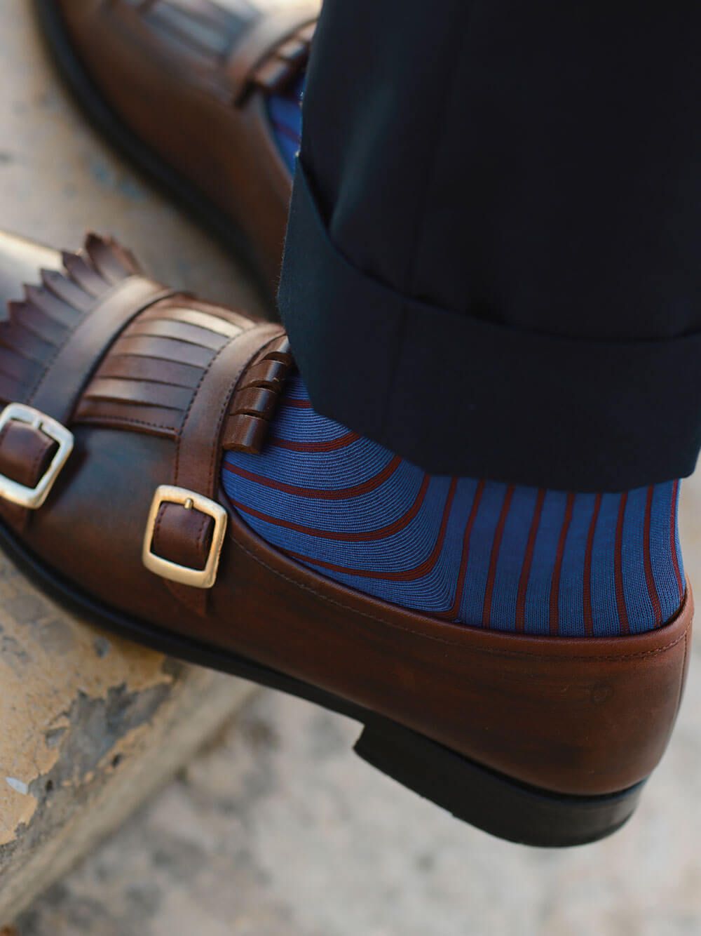 Hidden Stripes Royal Burgundy Socks | Westmister
