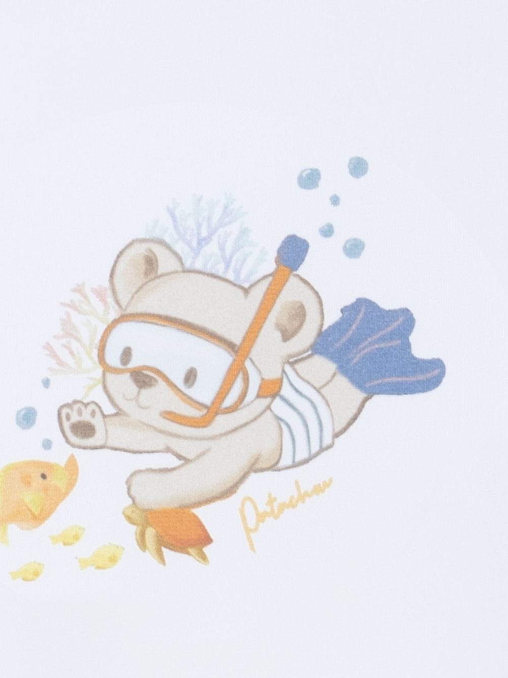 T-Shirt branca com urso nadador