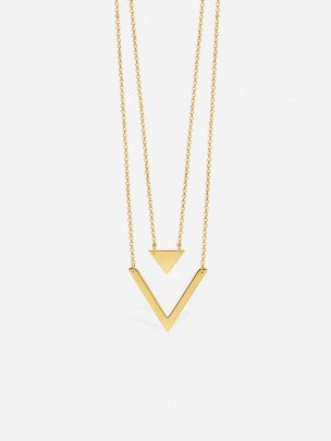Golden Necklace Geometric Double Triangle | Coquine Jewelry 
