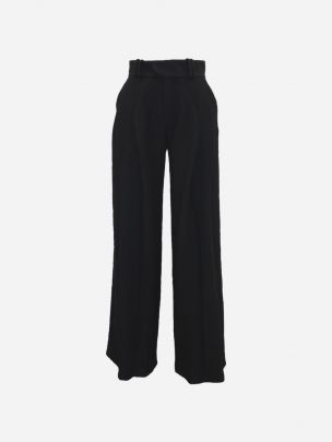 Black Straight Cut Pleated Trousers