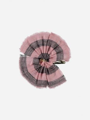 Pink Hair Clip with Grey Stripes 
