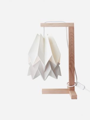 Polar White With Grey Stripe Table Lamp | Orikomi 