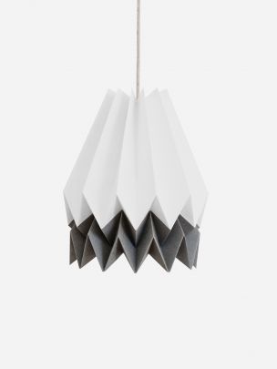 White Polar Orikomi Lamp Shade with Alpine Grey Stripe | Orikomi 