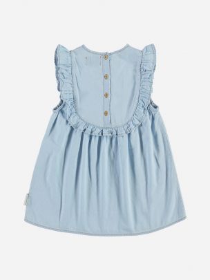 Short Dress with Frill Light blue Denim