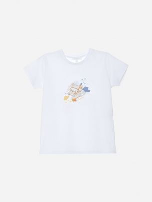 T-Shirt branca com urso nadador