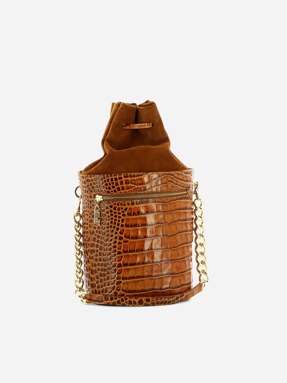Camel Croco Bucket Bag