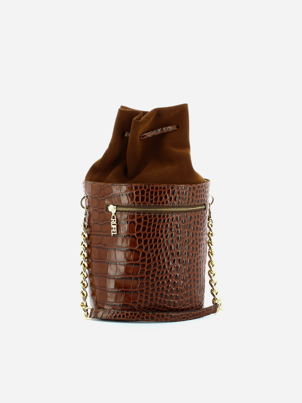 Brown Croco Bucket Bag