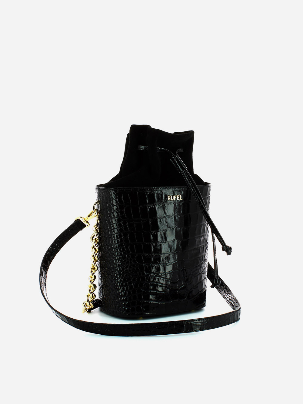 Black Croco Bucket Bag