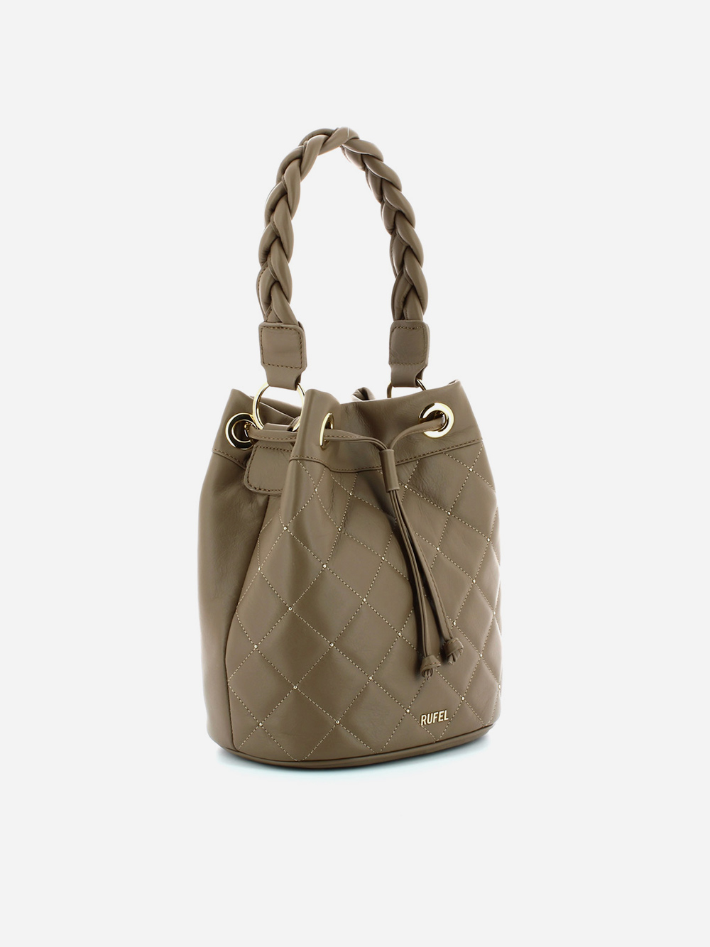 Taupe Leather Bucket Bag