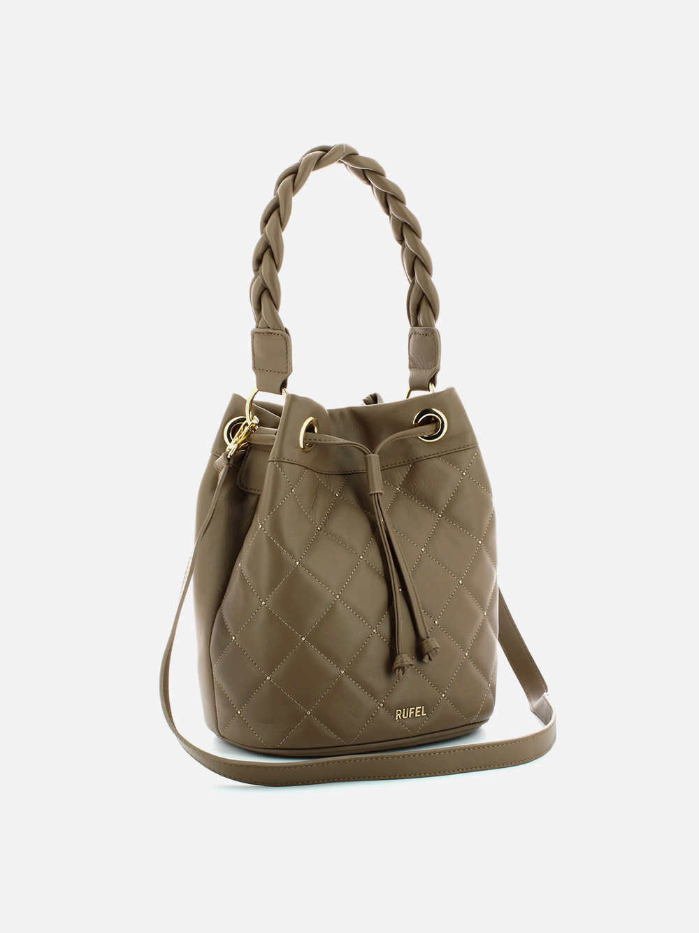 Taupe Leather Bucket Bag